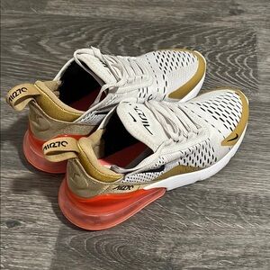 Nike Air Max 270 White and Gold Sneakers